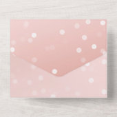 Peach Blush Ombre Confetti Bokeh All In One Einladung (Rückseite)