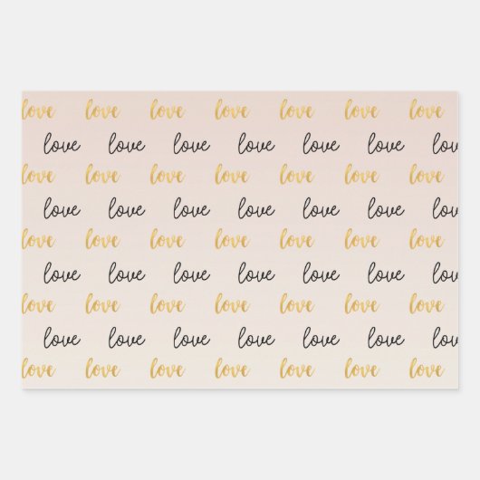 Peach Blush Ombre Gold Glitzy Herz Geschenkpapier Set (Vorderseite 2)