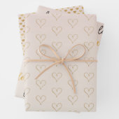 Peach Blush Ombre Gold Glitzy Herz Geschenkpapier Set (Beispiel)