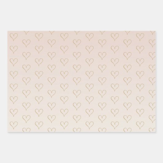 Peach Blush Ombre Gold Glitzy Herz Geschenkpapier Set (Vorderseite)