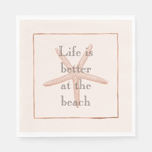 Peach Blush Orange Beach Starfish Serviette (Vorderseite)