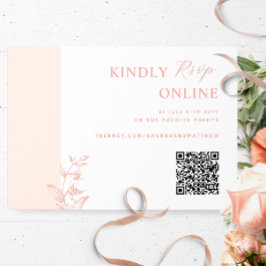 Peach, Blush Pink Eleganter QR Code UAWG Hochzeit Begleitkarte