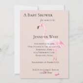 Peach Blush Pink Flamingo Baby Dusche Einladung (Rückseite)