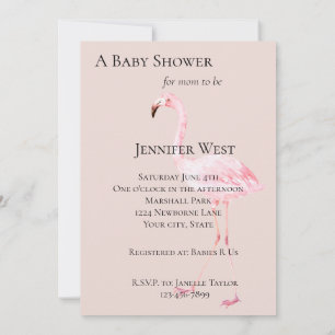 Peach Blush Pink Flamingo Baby Dusche Einladung