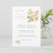 Peach Blush Pink Gold Aquarellfarben Blumenzehen | Einladung (Stehend Vorderseite)