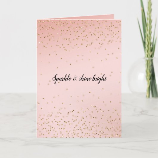 Peach Blush Pink Ombre Gold Confetti Karte (Vorderseite)