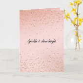 Peach Blush Pink Ombre Gold Confetti Karte (Gelbe Blume)