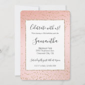 Peach Blush Pink Ombre Gold Glitzer Confetti Einladung (Vorderseite)