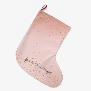 Peach Blush Pink Ombre Gold Glitzer Confetti       Großer Weihnachtsstrumpf