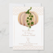 Peach Blush Pumpkin Storybook Hochzeit im Herbst Einladung (Vorderseite)