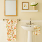 Peach Blush  Rose Floral   Badhandtuch Set