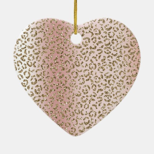 Peach Blush Rose Gold Glitzer Leopard Druckname Keramik Ornament (Hinten)