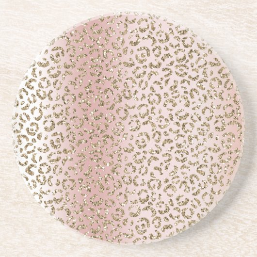 Peach Blush Rose Gold Glitzer Leopard Print Getränkeuntersetzer (Vorne)