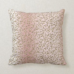 Peach Blush Rose Gold Glitzer Leopard Print    Kissen