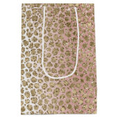 Peach Blush Rose Gold Glitzer Leopard Print Mittlere Geschenktüte (Rückseite)