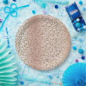 Peach Blush Rose Gold Glitzer Leopard Print Pappteller (Party)