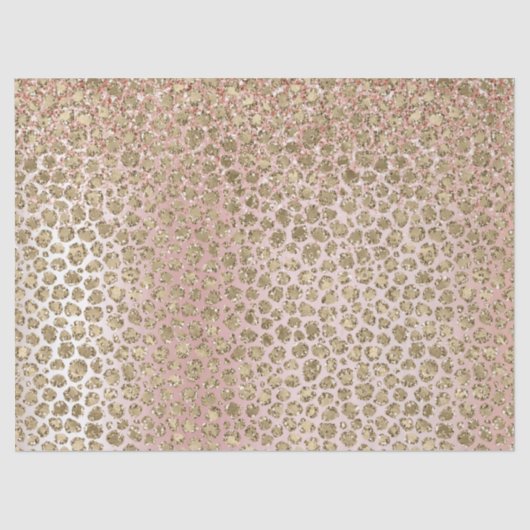 Peach Blush Rose Gold Glitzer Leopard Print Seidenpapier (Vorderseite)