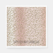 Peach Blush Rose Gold Glitzer Leopard Print Serviette (Vorderseite)
