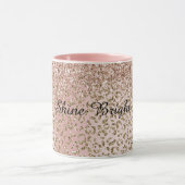 Peach Blush Rose Gold Glitzer Leopard Print Tasse (Zentrum)