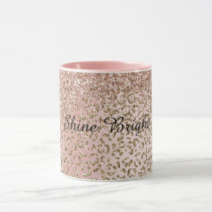 Peach Blush Rose Gold Glitzer Leopard Print Tasse