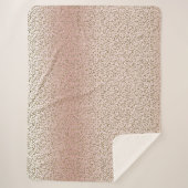 Peach Blush Rose Gold Glitzer Leopard Sherpadecke (Vorderseite)
