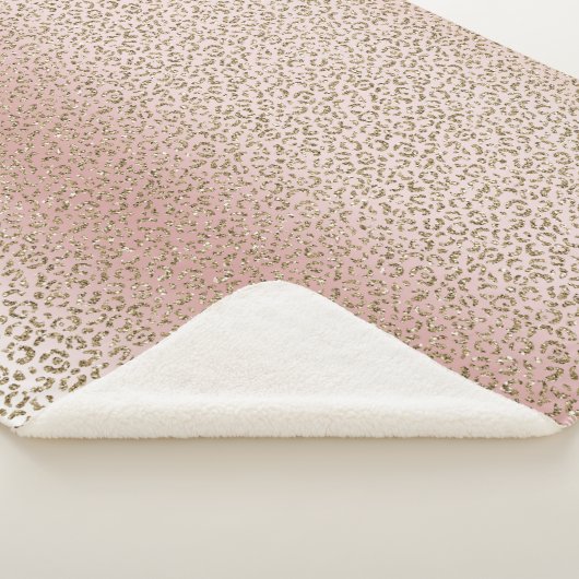Peach Blush Rose Gold Glitzer Leopard Sherpadecke (3/4)
