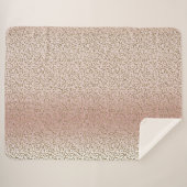 Peach Blush Rose Gold Glitzer Leopard Sherpadecke (Vorderseite (Horizontal))