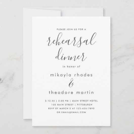 Peach Blush Rose Hochzeit Probe Dinner Card Einladung (Vorderseite)