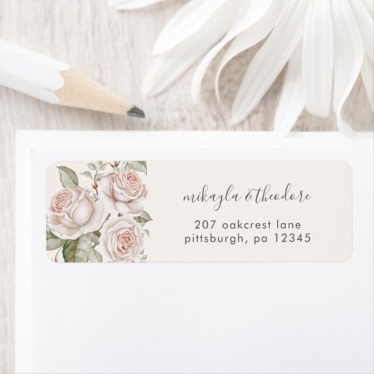 Peach Blush Rose Hochzeitrücksendekennzeichen (Insitu)