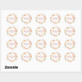 Peach Blush, Rost Orange Wedding Envelope / Gefall Runder Aufkleber (Blatt)