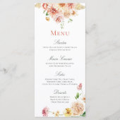 Peach Blush Summer Floral Romantisches Brautparty Menükarte (Vorderseite)