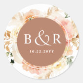 Peach Blush, Terracotta Wedding Envelope / Gefalle Runder Aufkleber (Vorderseite)