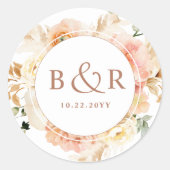 Peach Blush, Terracotta Wedding Envelope / Gefalle Runder Aufkleber (Vorderseite)