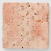 Peach Blush Tropical Gold Ananas Steinuntersetzer (Vorderseite)