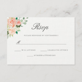 Peach Blush Watercolor Floral Wedding RSVP