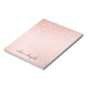 Peach Blush White Bokeh Confetti Notizblock (Rotiert)
