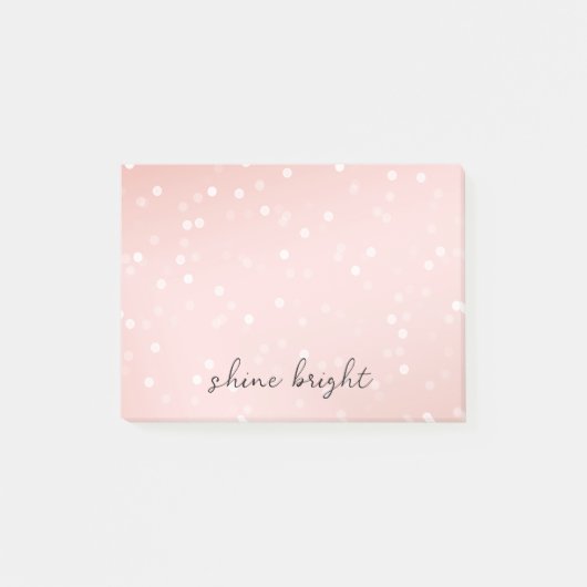 Peach Blush White Bokeh Confetti Post-it Klebezettel (Vorderseite)