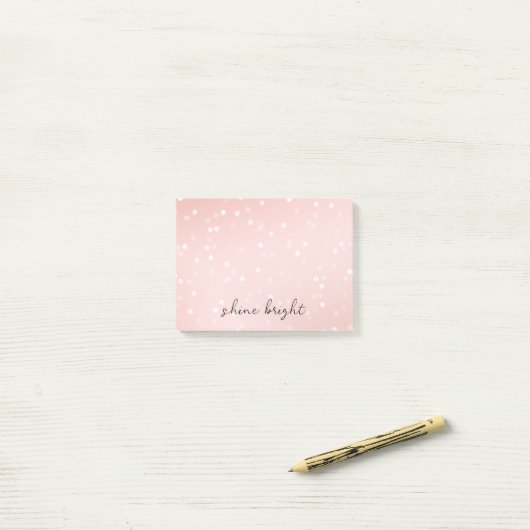 Peach Blush White Bokeh Confetti Post-it Klebezettel (Auf Schreibtisch)
