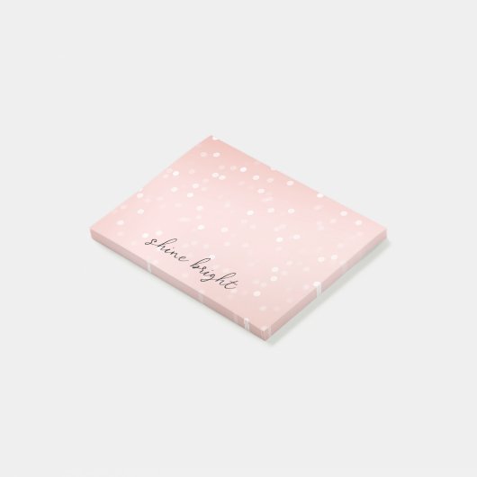 Peach Blush White Bokeh Confetti Post-it Klebezettel (angewinkelt)