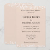 Peach Blush White Bokeh Wedding Einladung (Vorne/Hinten)