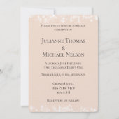 Peach Blush White Bokeh Wedding Einladung (Vorderseite)