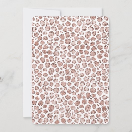Peach Blush White Leopard Print Glitzer Einladung (Rückseite)
