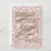 Peach Blush White Leopard Print Glitzer Einladung (Vorderseite)