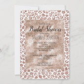 Peach Blush White Leopard Print Glitzer Einladung (Vorderseite)