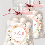 Peach Blush with Coral Wedding Envelope / Gefallen Runder Aufkleber