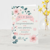 Peach Blüten Geburt einer Tochter Glückwunsch Karte (Gelbe Blume)
