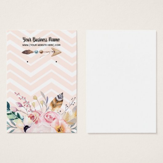 Peach Boho Blume Arrow Earring Display Cards (Vorne & Hinten)