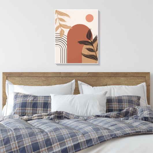 Peach Boho Canvas Print Leinwanddruck (Insitu (Schlafzimmer))