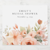 Peach Boho Floral Brautparty Alkoholflaschenetikett (Einzelnes Label)