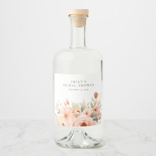 Peach Boho Floral Brautparty Alkoholflaschenetikett